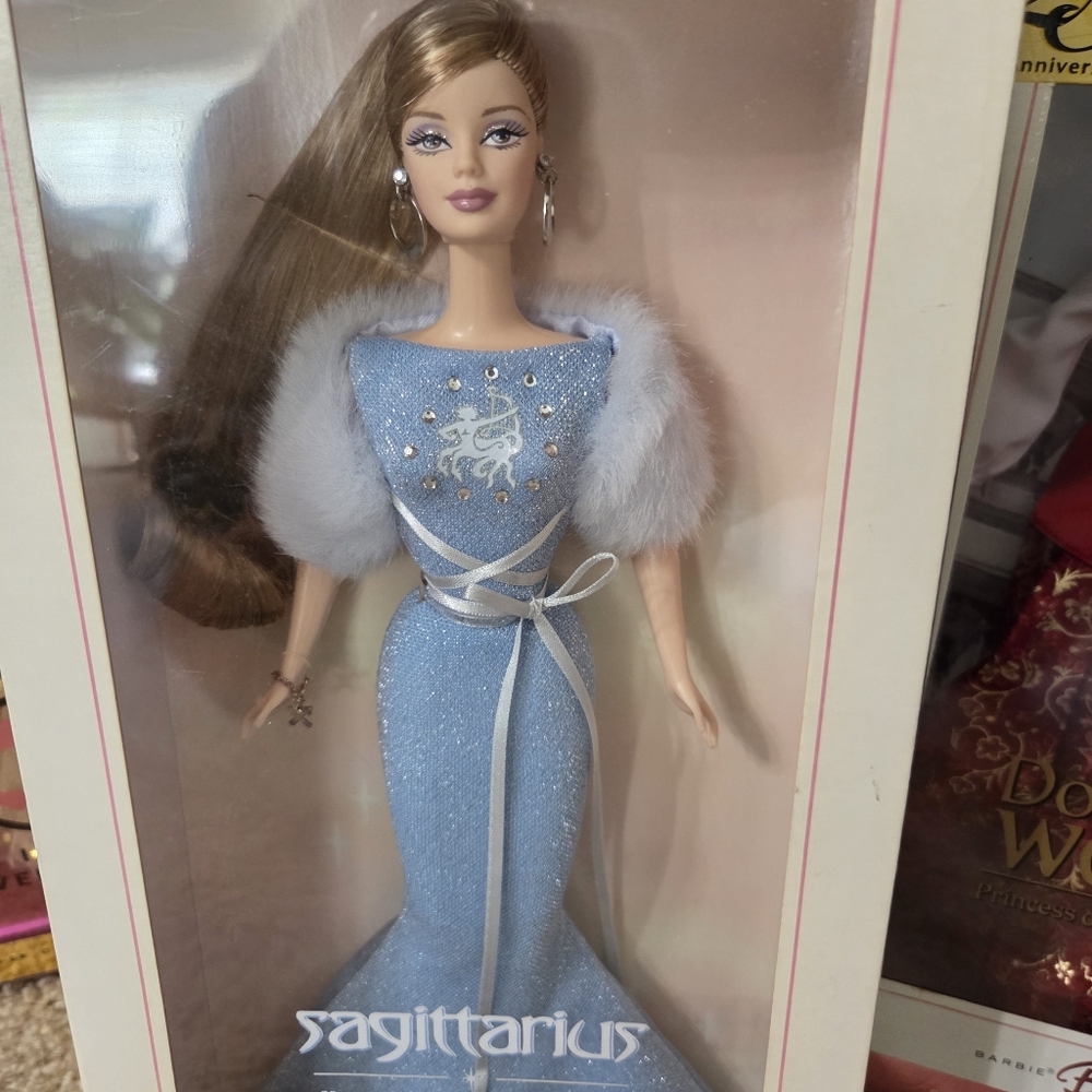 Barbie Doll in Elegant Blue Gown with White Fur